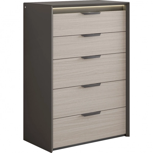 Muse Chest in Cocoa Grey, White Oak & LED Light